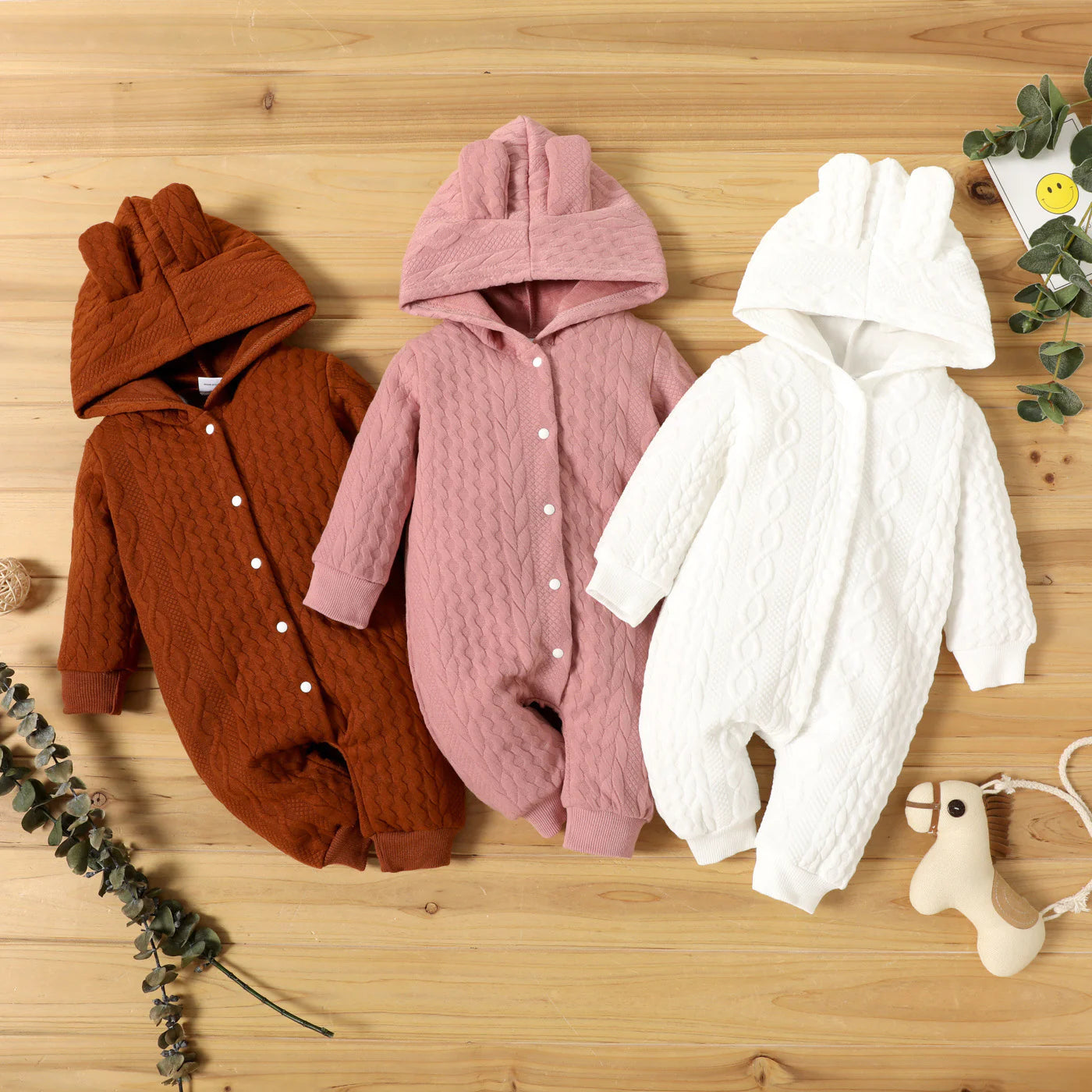 Baby Mädchen Kapuzen-Langarm-Strampler