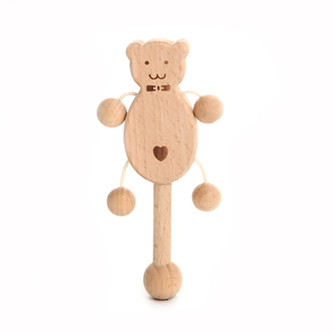 Holz Babyrassel mit Buchenholzgriff, sicher zum Kauen