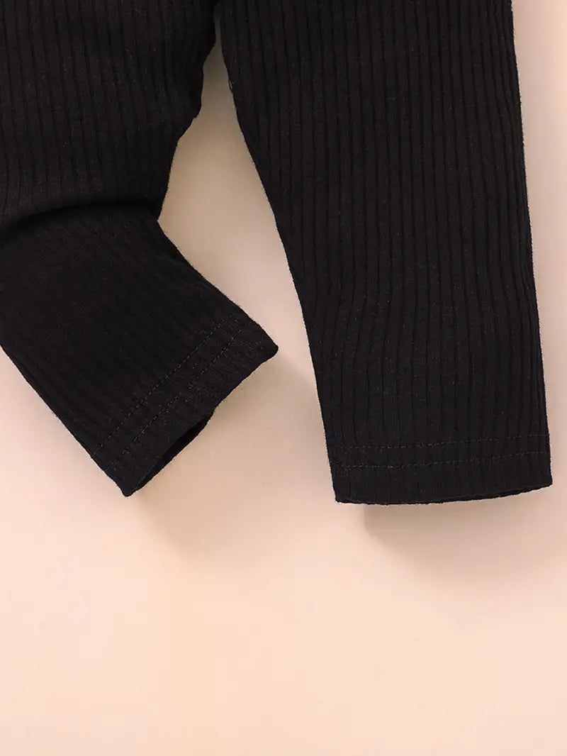 3tlg. Set aus einfarbigen, gerippten Baumwoll-Leggings für Baby Mädchen
