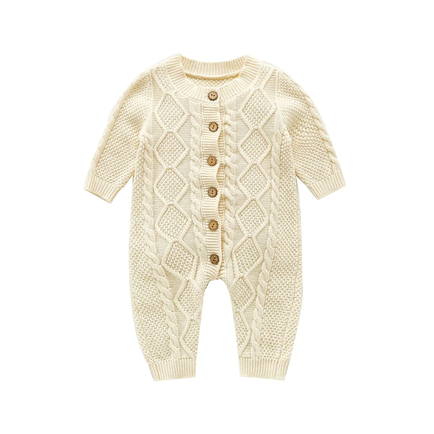 Baumwollgestrickter Langarm Babystrampler 100% Baumwolle