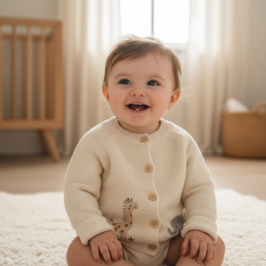 Wunderschön bestrickter Baumwollpullover mit Stickmuster