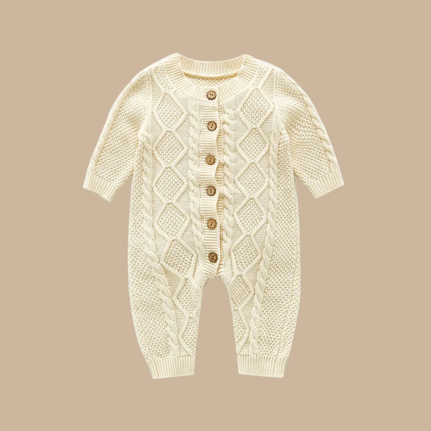 Baumwollgestrickter Langarm Babystrampler 100% Baumwolle