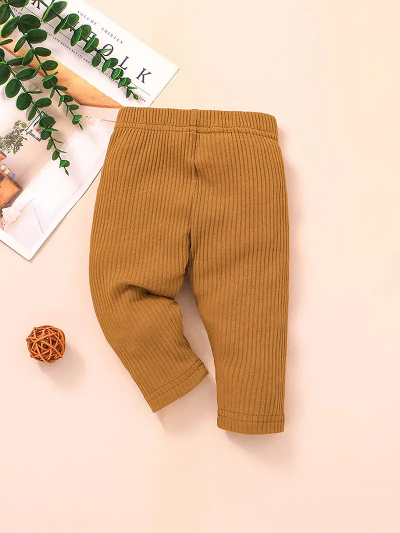 3tlg. Set aus einfarbigen, gerippten Baumwoll-Leggings für Baby Mädchen