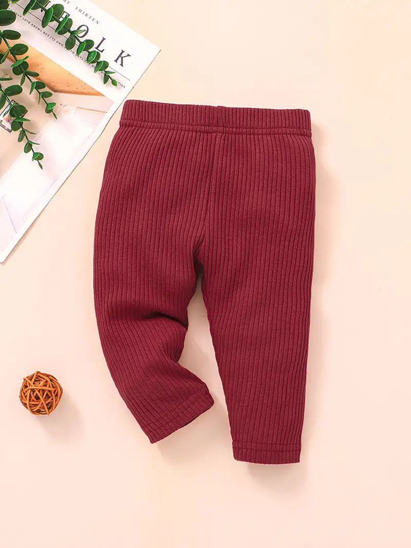 3tlg. Set aus einfarbigen, gerippten Baumwoll-Leggings für Baby Mädchen