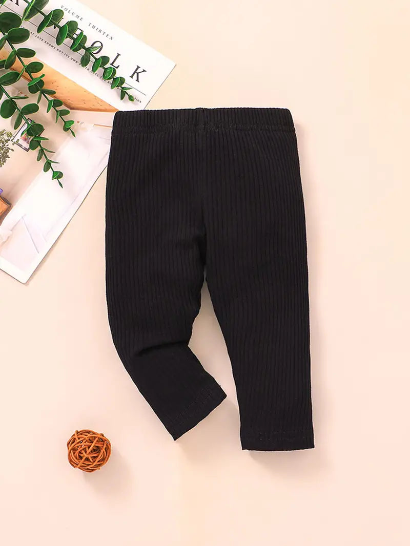 3tlg. Set aus einfarbigen, gerippten Baumwoll-Leggings für Baby Mädchen