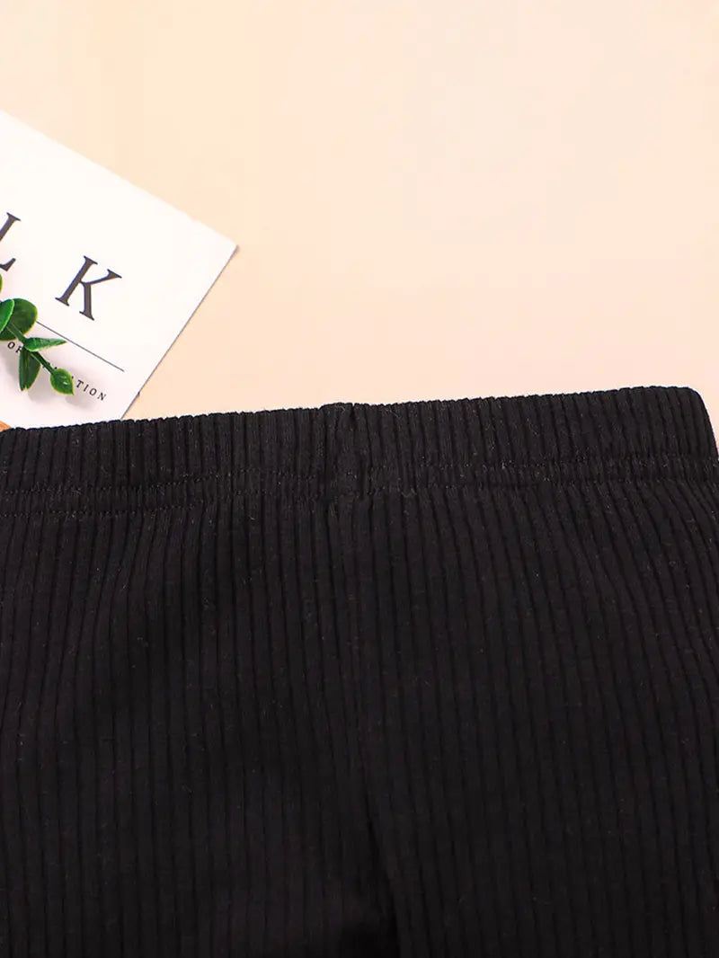 3tlg. Set aus einfarbigen, gerippten Baumwoll-Leggings für Baby Mädchen