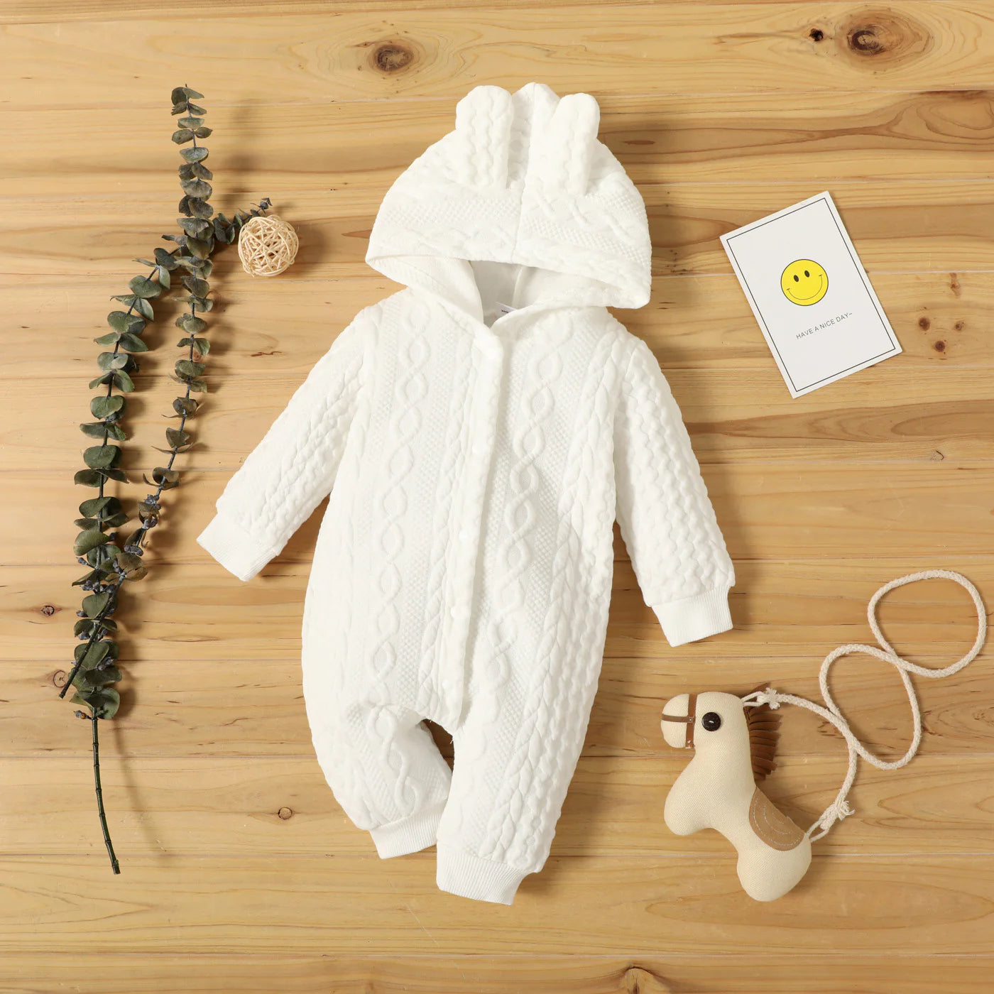 Baby Mädchen Kapuzen-Langarm-Strampler
