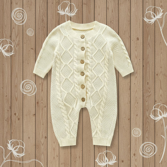Baumwollgestrickter Langarm Babystrampler 100% Baumwolle