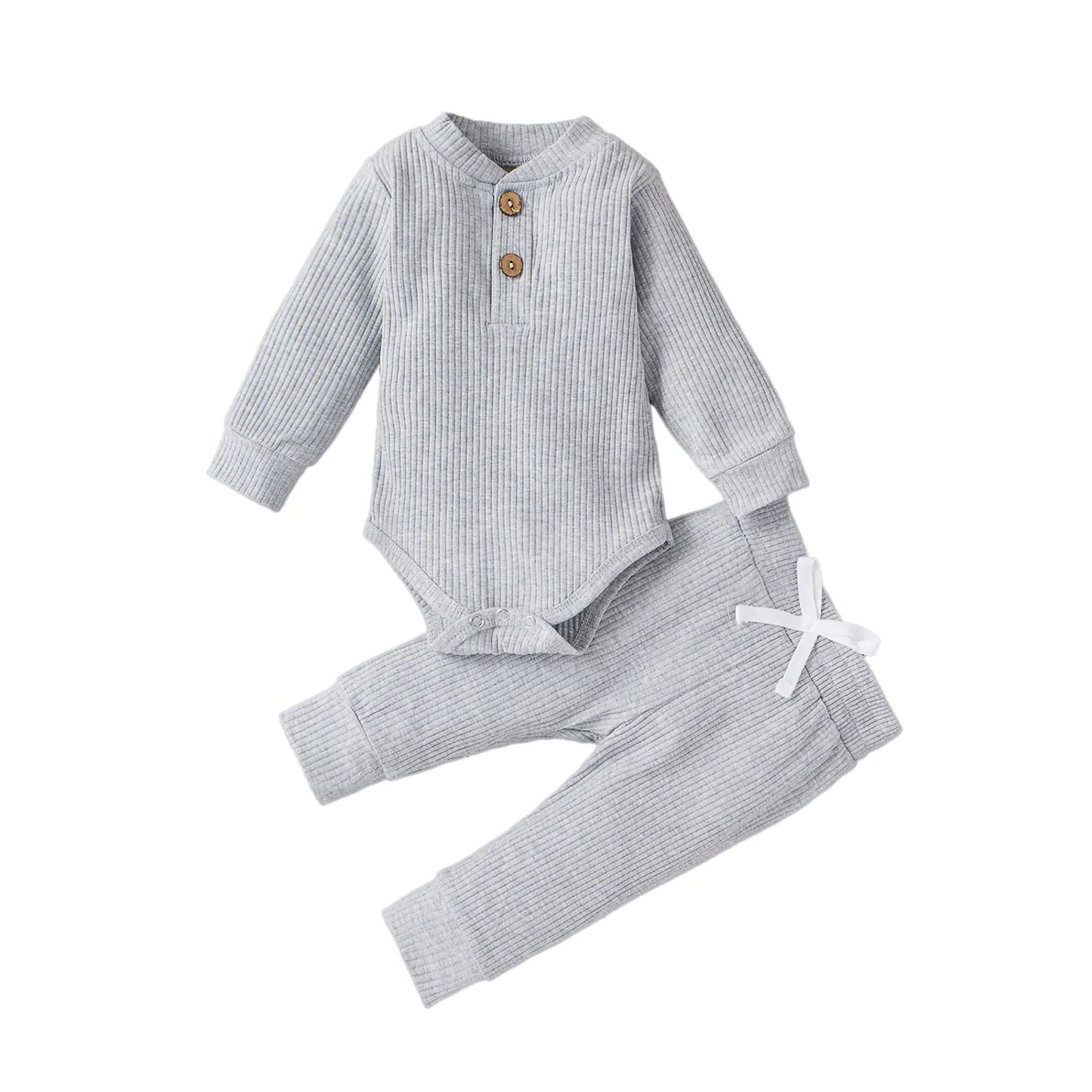 Baumwolle Langarm Baby Strampler und Hosen Set