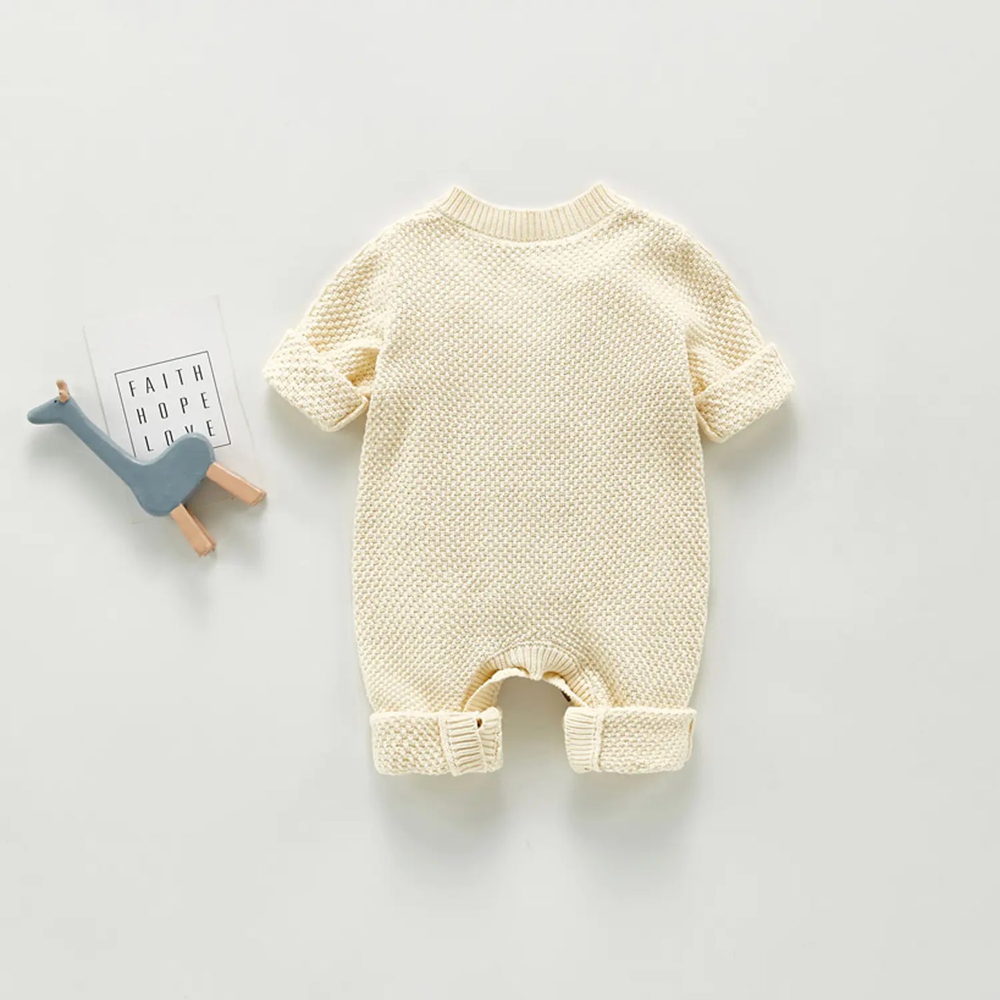 Baumwollgestrickter Langarm Babystrampler 100% Baumwolle