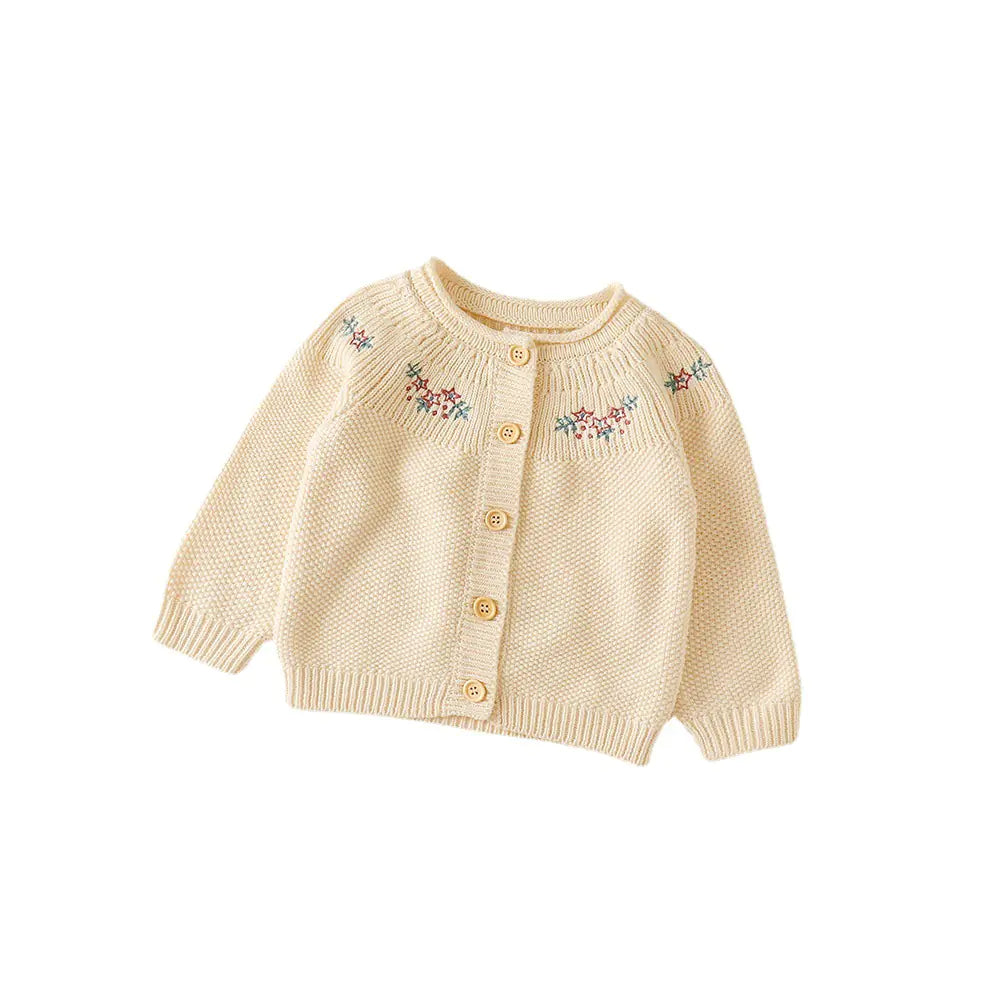 Baby Mädchen Baumwollgarn-Strickjacke mit Stickerei (0-3J)