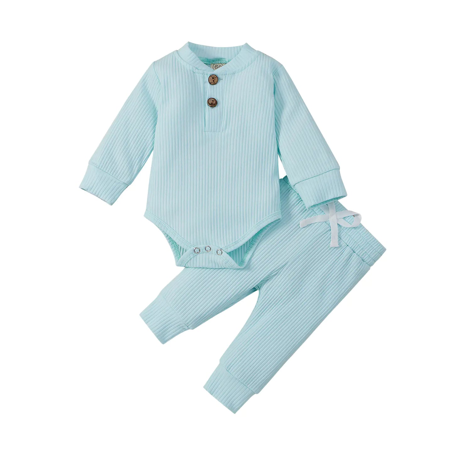 Baumwolle Langarm Baby Strampler und Hosen Set