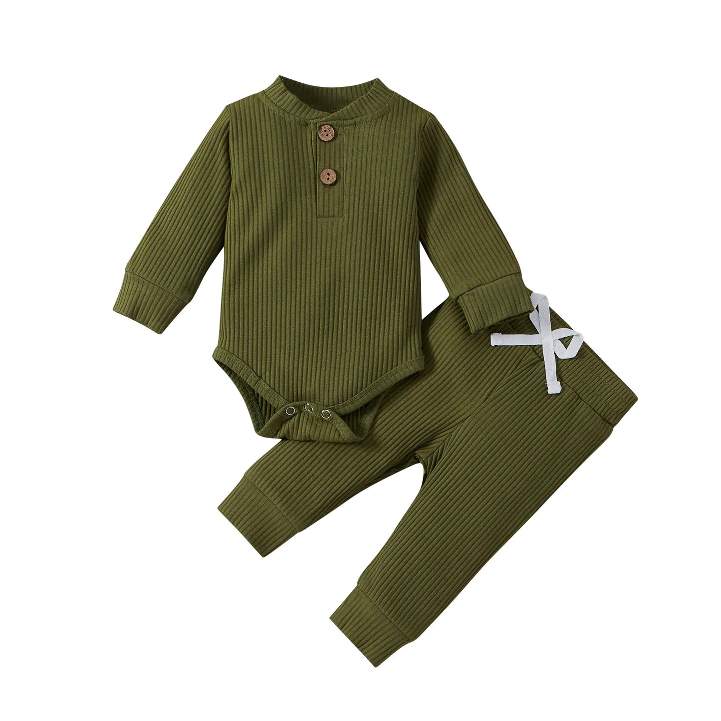 Baumwolle Langarm Baby Strampler und Hosen Set