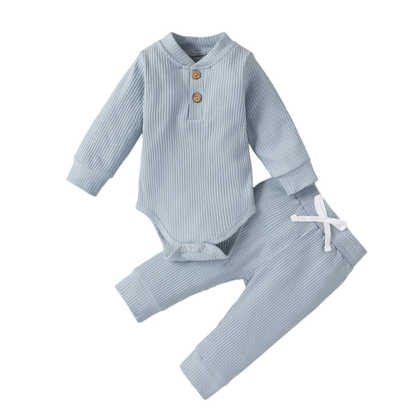 Baumwolle Langarm Baby Strampler und Hosen Set