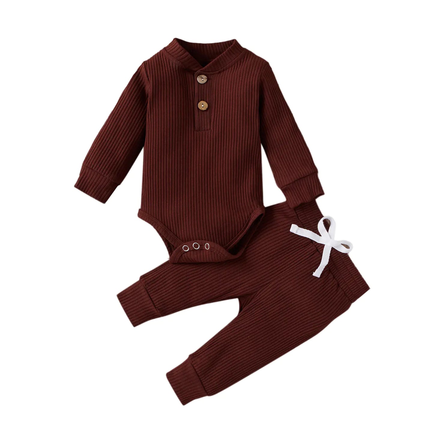 Baumwolle Langarm Baby Strampler und Hosen Set