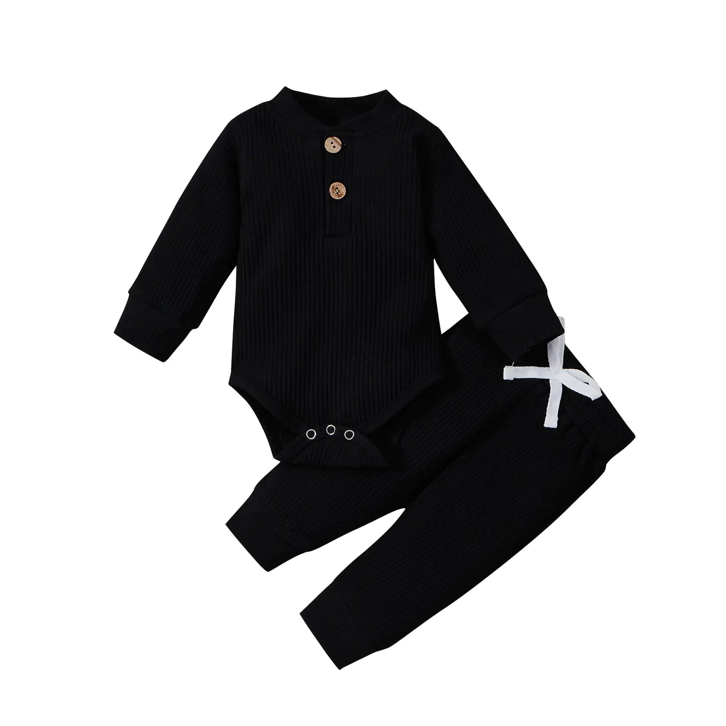 Baumwolle Langarm Baby Strampler und Hosen Set