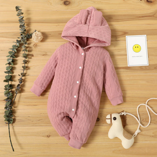Baby Mädchen Kapuzen-Langarm-Strampler