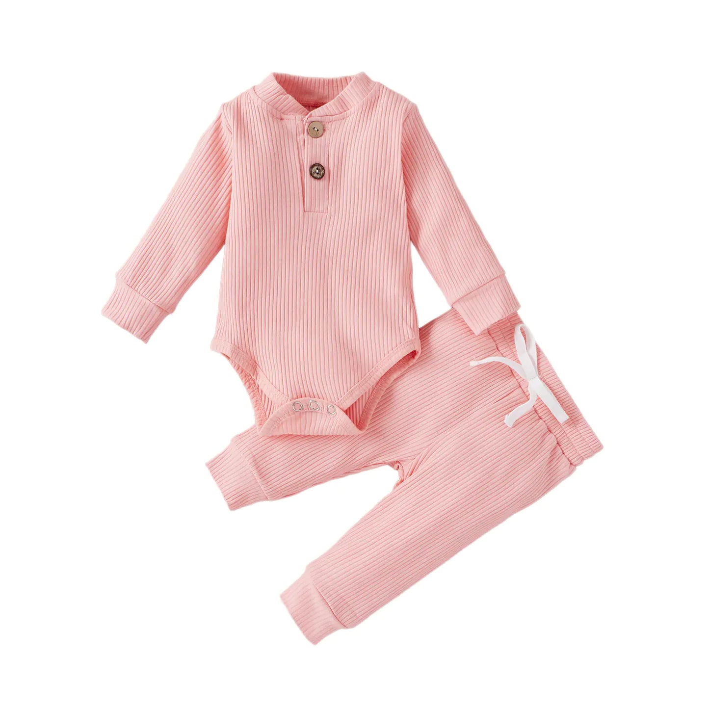 Baumwolle Langarm Baby Strampler und Hosen Set