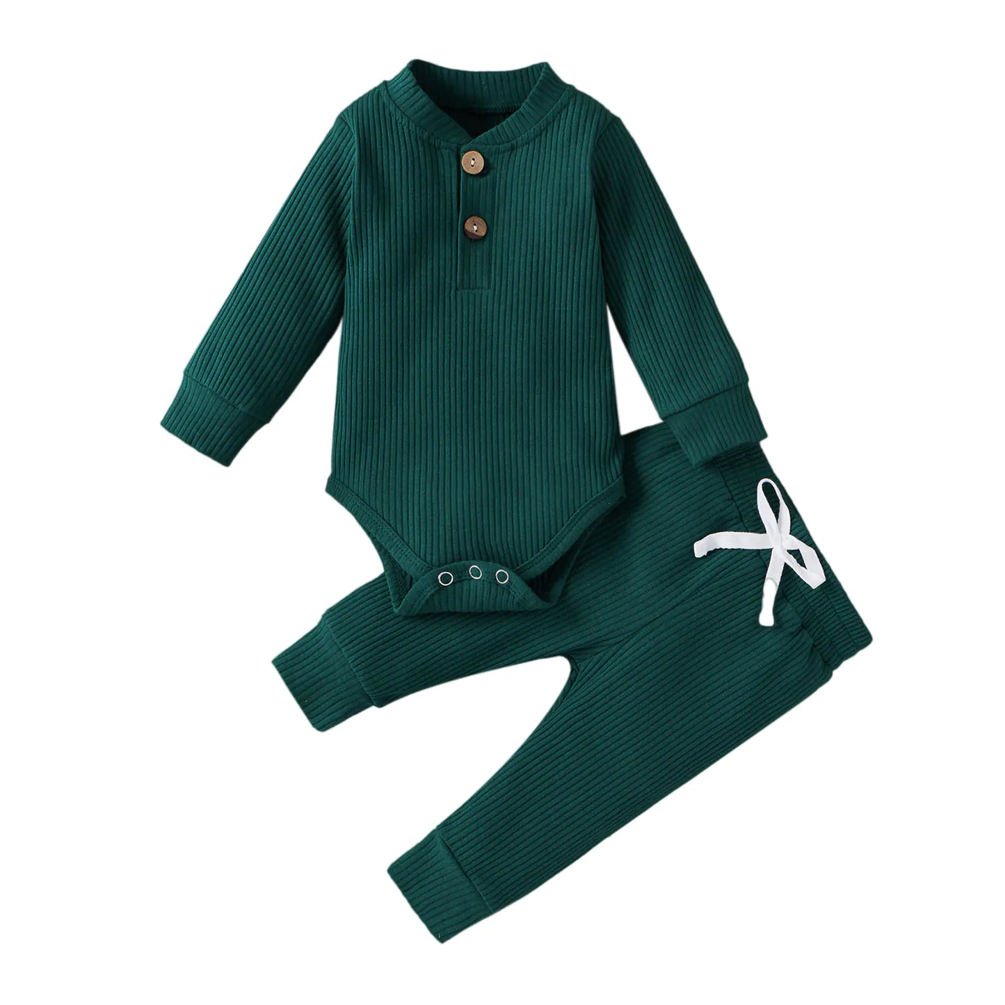Baumwolle Langarm Baby Strampler und Hosen Set