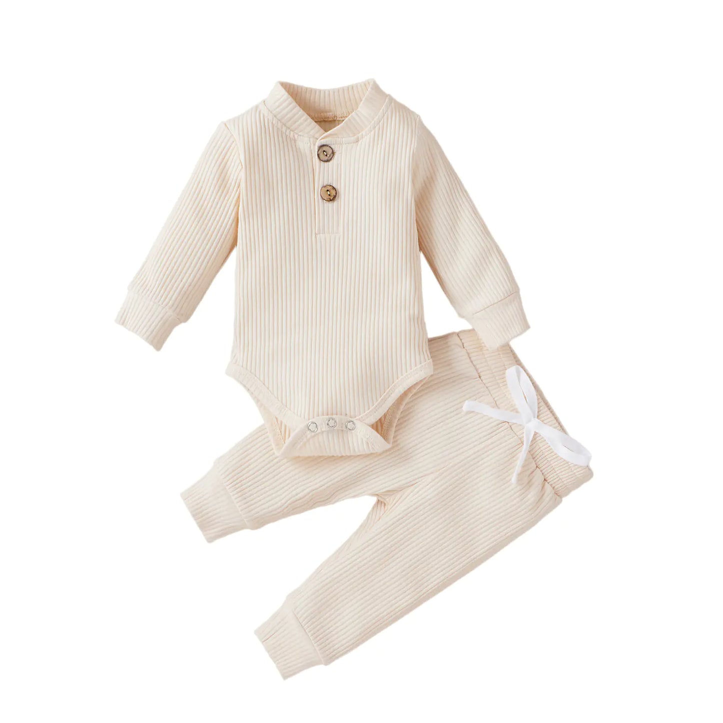 Baumwolle Langarm Baby Strampler und Hosen Set