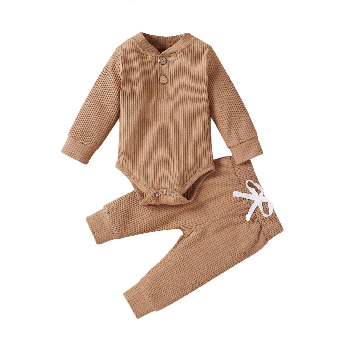 Baumwolle Langarm Baby Strampler und Hosen Set