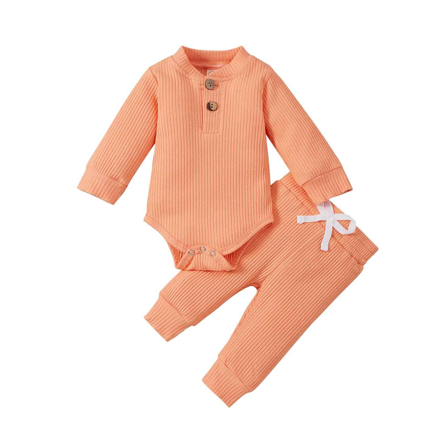 Baumwolle Langarm Baby Strampler und Hosen Set