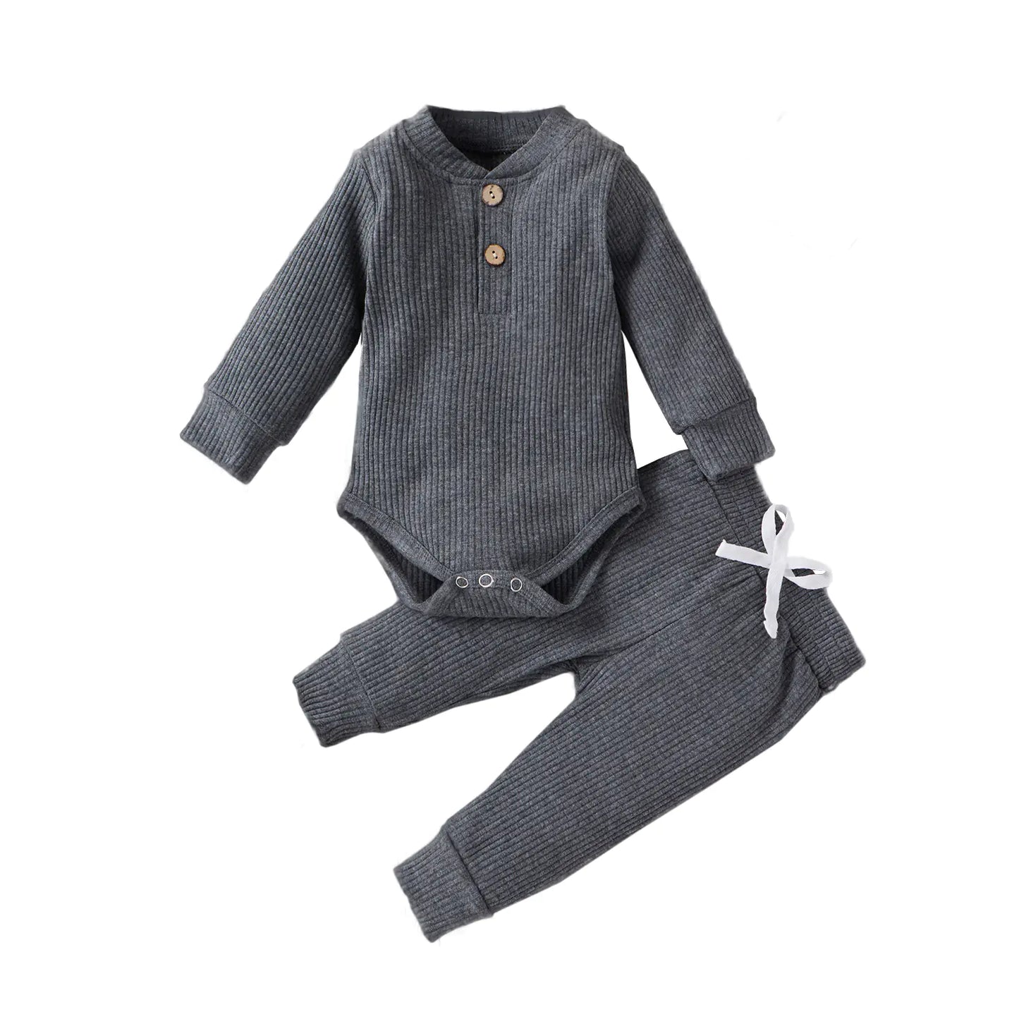 Baumwolle Langarm Baby Strampler und Hosen Set