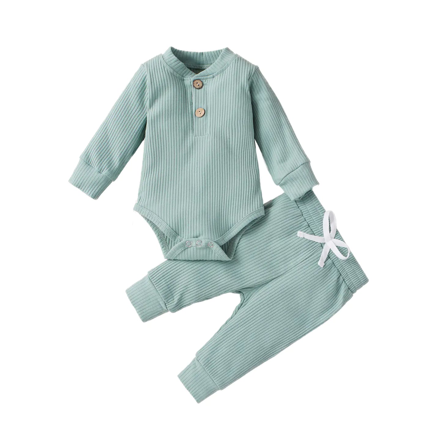 Baumwolle Langarm Baby Strampler und Hosen Set