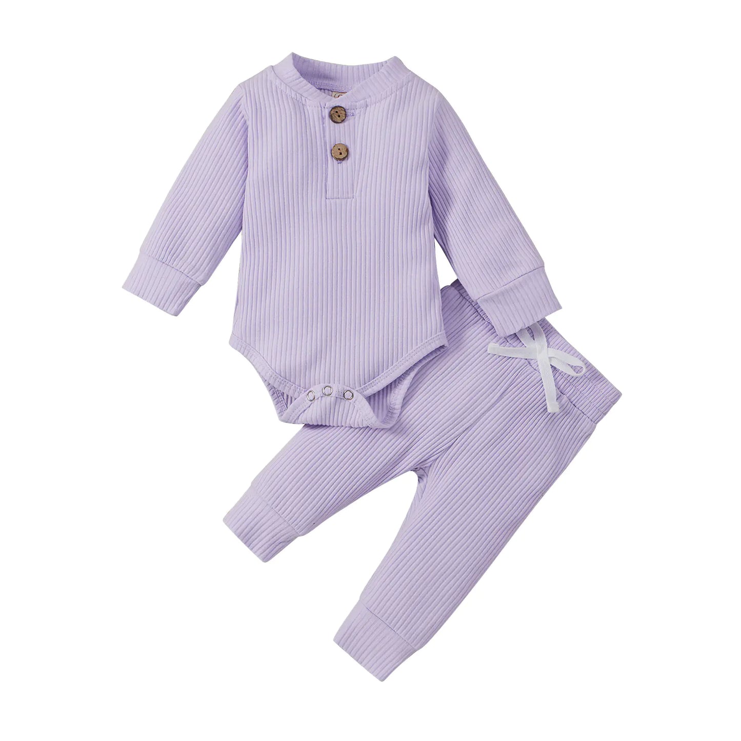 Baumwolle Langarm Baby Strampler und Hosen Set